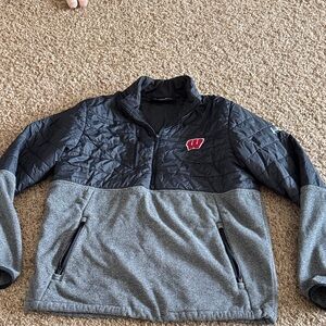 Wisconsin Black and Gray Quarter-Zip Pullover